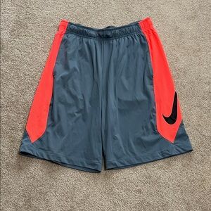 Nike Men’s Gray Athletic Shorts with Orange Panels